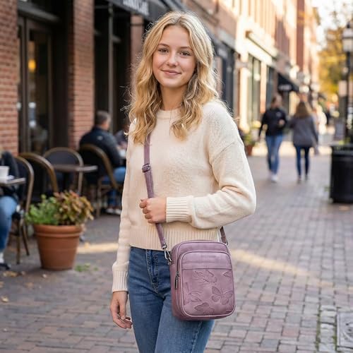BELTANA Small Crossbody Bags for Women, Lightweight RFID Cell Phone Purse - color: Purple