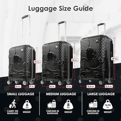 FUL Mickey Mouse Disney Kids Suitcase Set, Black - color: Black, size: 21 Inch