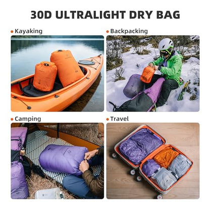 Thous Winds Waterproof Dry Bag, Ultralight 3L/6L/12L/24L/36L Roll Top Lightweight Dry Sack for Kayaking, Swimming, Camping, Hiking, Beach - color: Lilac, size: 3L