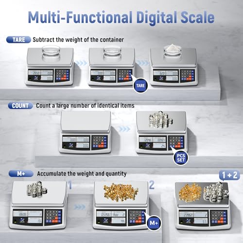 Industrial Counting Scale 40kg/88lb x 0.1g Precision Bench Scale Digital Inventory Counting Weight Scale for Small Parts and Coins, Electronic Gram Scale with Batteries/AC Power, lb/g/kg/oz - style: 40kg x 0.1g