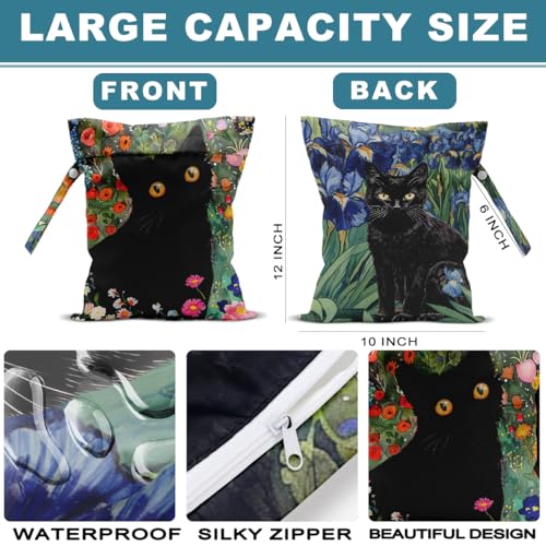 2Pcs Cat Wet Bag Waterproof Travel Laundry Wet Dry Bags, 12x10 Inch - color: Multicolor 1341