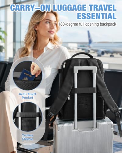 suradar Travel Backpack for Women Men Laptop Backpacks Carry On - color: A1-black
