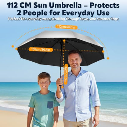 ZOMAKE UV Umbrella for Sun Protection, Travel Compact Sun Umbrellas 46Inch - color: A:Silver,Black