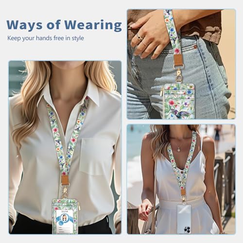 Bird Lanyard Wallet with Id Badge Holder Keychain for Card Women - color: Bird
