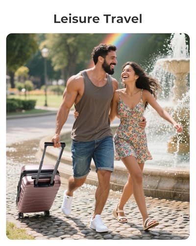 BAGSMART Carry-On Luggage 20" Expandable Spinner 22x14x9,Rose Purple - color: Rose Purple
