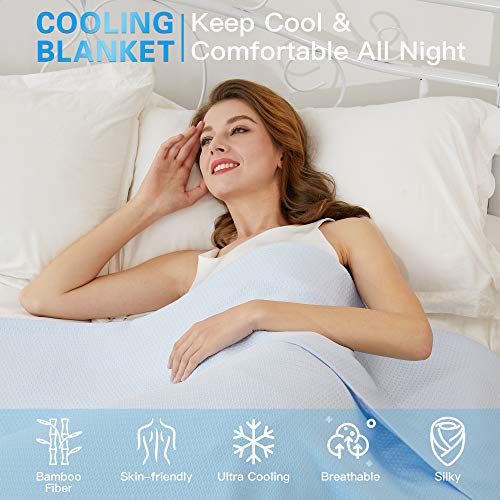 AmyHomie Cooling Blanket King Size 90"x108", 100% Rayon Derived from Bamboo - color: Blue, size: King (108"x90")