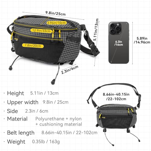 HIKEMAN Waist Bag Strap Pack Pouch for Backpack Lightweight Phone Pocket - color: Grey