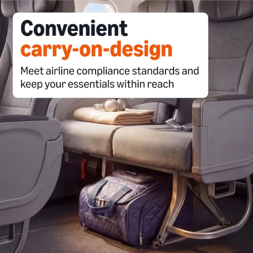 Amazon Basics Underseat Carry-On Luggage with Wheels, 14" Rolling Travel Bag, Fits Under the Seat with Multiple Pockets and Compartments, Navy Quilted - color: Navy Quilted