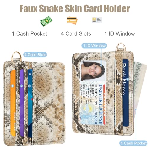 Slim Credit Card Holder Vegan Snake Skin Wallet Women Thin Wallets - color: A Brown Snake