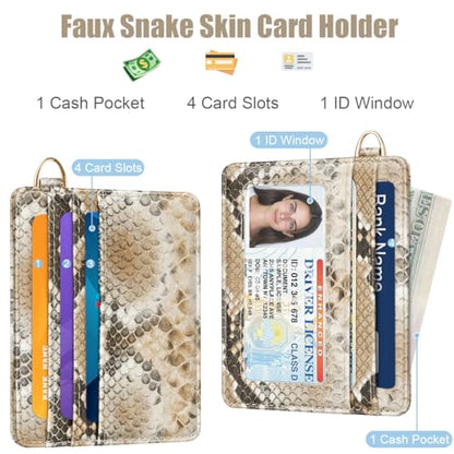Slim Credit Card Holder Vegan Snake Skin Wallet Women Thin Wallets - color: A Brown Snake