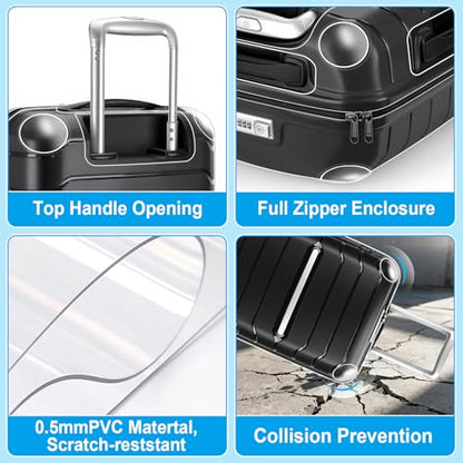 Yotako Zippered Clear PVC Suitcase Cover Protectors 25 Inch | Luggage Cover With Rounded Corner Thickening Design, Fit for 25 Inch Samsonite Non-Expandable Suitcase, Gift - size: 25inch