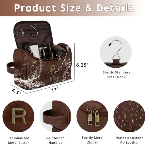 Personalized Toiletry Bag for Men, Initial Custom Gifts for Men - style: R