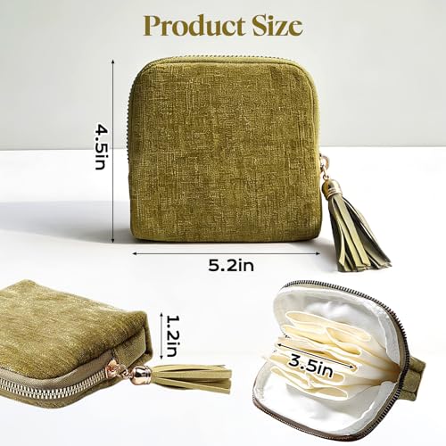 Sobotoo Travel Jewelry Organizer Case, 5‑Layer Velvet Storage Pouch - color: Green