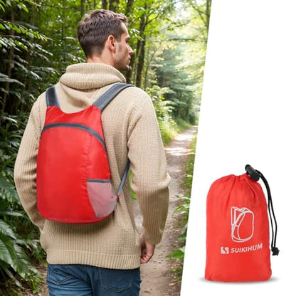 Ultra Lightweight Hiking-Daypack,Foldable Travel Packable Backpack - color: Red