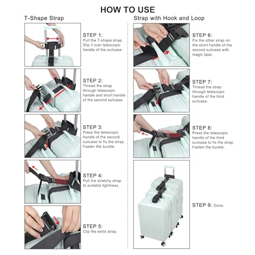 Vigorport Luggage Connector Straps for Suitcase, Add A Bag Suitcase Belt - size: 2''W - XX-Large