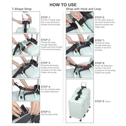Vigorport Luggage Connector Straps for Suitcase, Add A Bag Suitcase Belt - size: 2''W - XX-Large