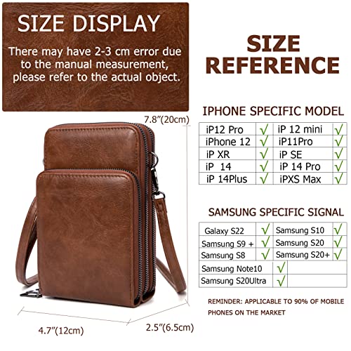 myfriday Small Cell Phone Crossbody Bag, Multi-pocket & 6 Card Slots - color: B-coffee