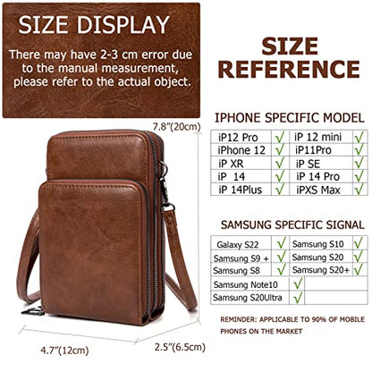 myfriday Small Cell Phone Crossbody Bag, Multi-pocket & 6 Card Slots - color: B-coffee