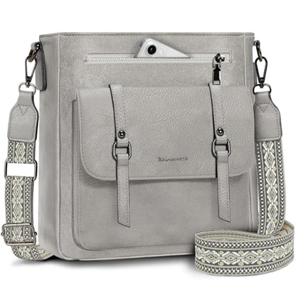 RAINSMORE Crossbody Bag for Women, Waterproof Leather Crossbody Purses - color: Grey