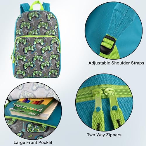 Trail maker Classic 17 inch Backpacks with Adjustable Padded Straps | School Backpacks for Girls, Boys - color: Game Controllers