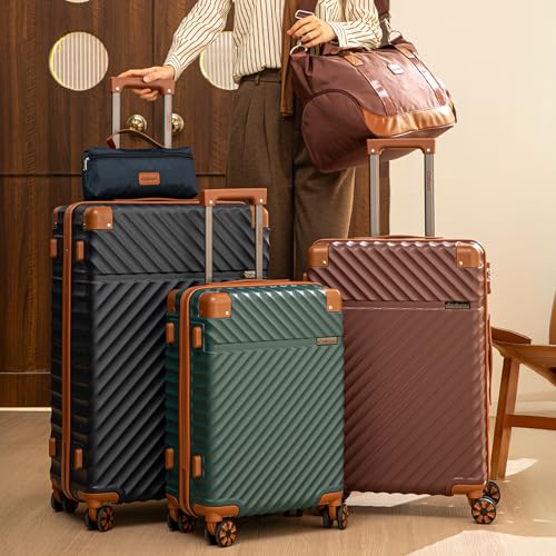 Cosbarn Luggage Sets 5 Pcs Suitcases with Wheels, 20"/24"/28",Black - color: Black, size: 5 Piece Sets (20/24/28/Db/Tb)