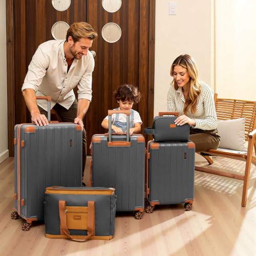 Cobens Luggage Sets 5 Piece, Suitcases with Wheels, TSA Lock, 20/24/28 Inch | ABS Hardshell Suitcase Set, Impact-Resistant Corners, Detachable 360° Wheels, Telescopic TPU Handle, Duffel&Toiletry Bag - color: Gray