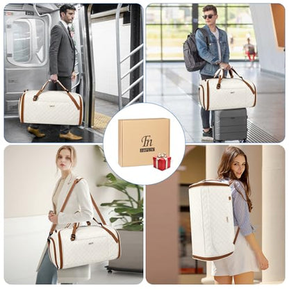 Convertible Garment Bag for Travel, 4-in-1 Backpack for Women Men, 3pcs 50L - color: A-Off White