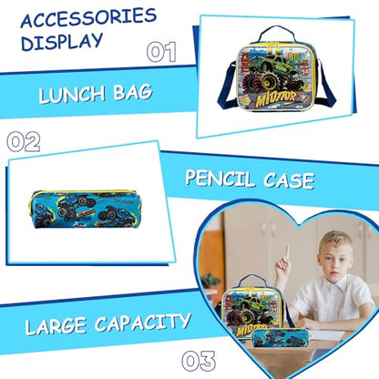 Meetbelify Kids Rolling Backpack with Wheels for Boys Rolling Backpacks with Lunch Box for Elementary School Students 3 in 1 Travel Luggage Suitcase for Boys Age 8-10 - color: Boy 06