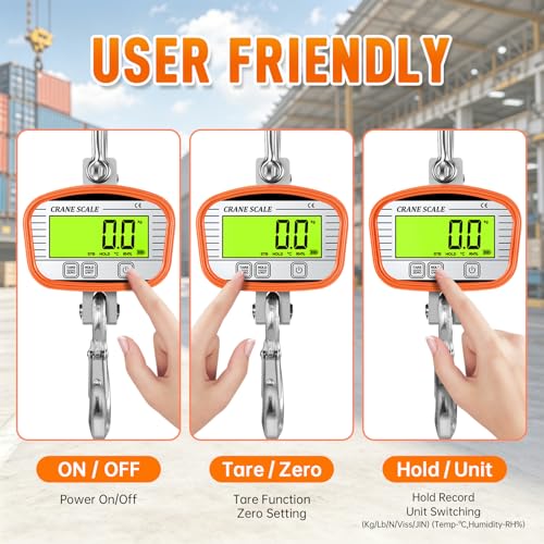 4400lbs / 2000kg Hanging Scale 1lb(0.5kg) Accuracy Digital Crane Scale, Temperature and Humidity Industrial Heavy Duty Scale with Wireless Remote for Farm Livestock, Hunting, Factory - size: large