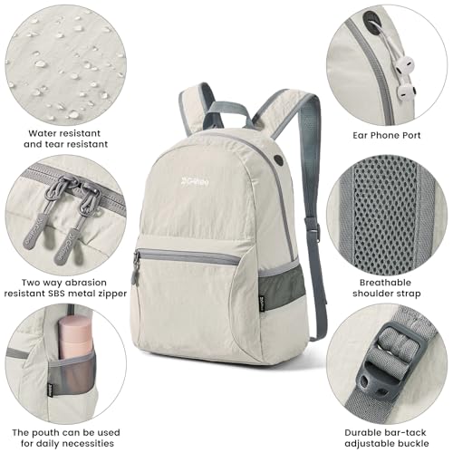 G4Free 20L Lightweight Packable Backpack Travel Hiking Daypack Foldable Backpack for Men Women - color: A-beige, size: 20L