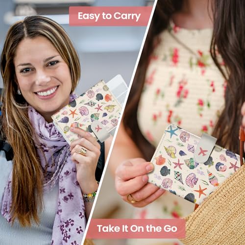 Passport Holder for Travel, RFID Blocking Wallet with Magnetic Closure - color: H-Seashell