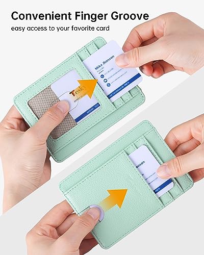 Teskyer Slim Minimalist Wallet for Men, RFID Front Pocket Card Holder - color: Lichee Light Green