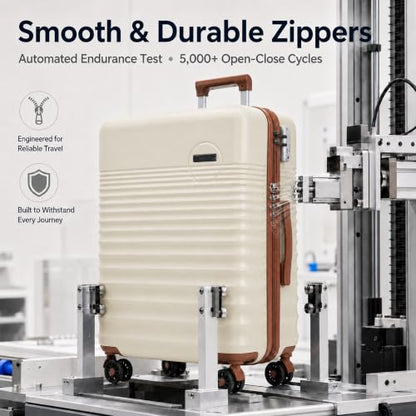 Carry On Luggage 22x14x9 Airline Approved Suitcase with Wheels, 3 Piece - color: White, size: 3 Piece Sets (20/BP/TB)
