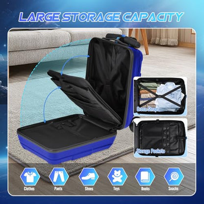 2-in-1 Folding Scooter Luggage for Kids & Adults, Ride-On Suitcase - color: blue