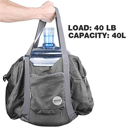 WANDF Foldable Personal Item Travel Bag, Carry on Duffle Bag - color: A-Grey 40L