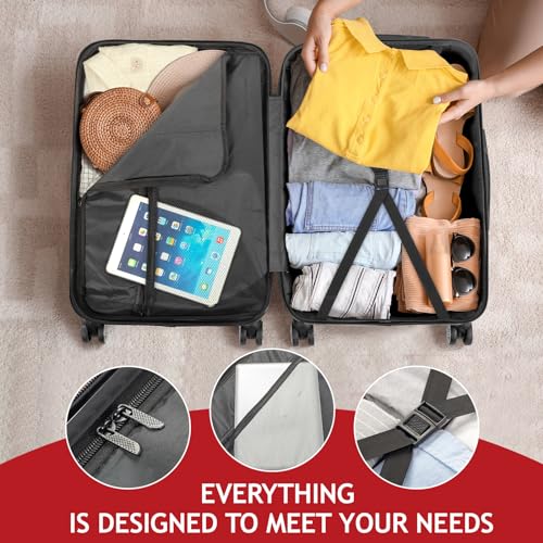 Karl home Luggage Set of 3 Hardside Suitcase Sets - Red (20/24/28) - color: Red, size: 3 Piece Set