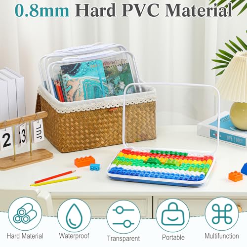 Sanwuta 4 Pcs Clear Zipper Case with Handle, 12.6 x 9 x 2 Inches, White - size: 12.6 x 9 x 2 Inches
