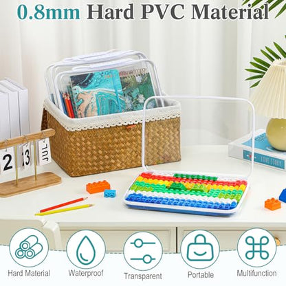 Sanwuta 4 Pcs Clear Zipper Case with Handle, 12.6 x 9 x 2 Inches, White - size: 12.6 x 9 x 2 Inches