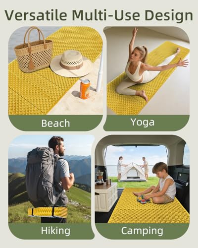 Abahub Foldable Foam Camping Sleeping Pad - color: Yellow