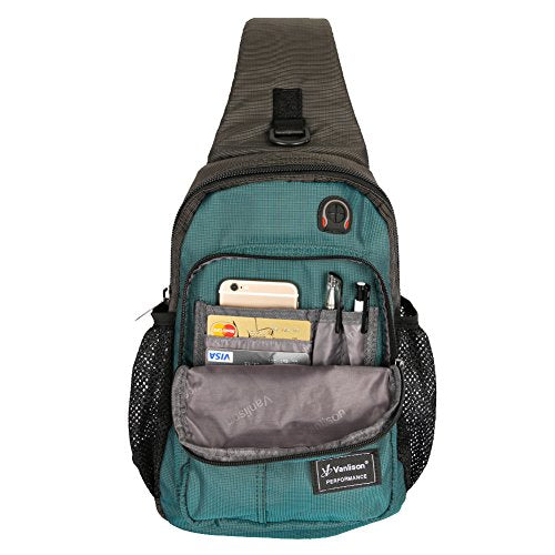 Crossbody Sling Bag Backpack for Men & Women Lake Blue - color: A-dark Green(fits 10.5" Ipad)
