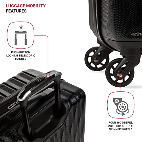 SwissGear 8018 Expandable Luggage, Hard Shell Medium Luggage with Spinner Wheels - color: Black, size: Checked-Medium 24-Inch