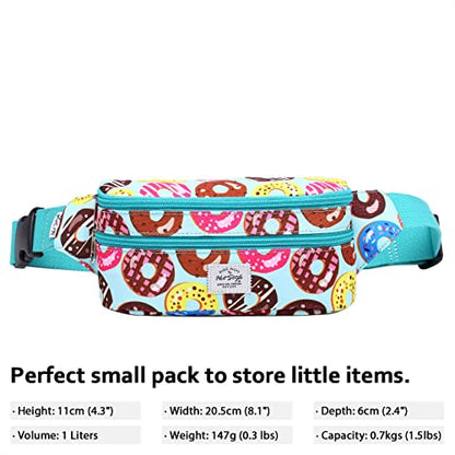HotStyle 521s Fashion Fanny Pack Small Hiking Waist Bag, 8.0"x2.5"x4.3" - color: S021E, Donuts