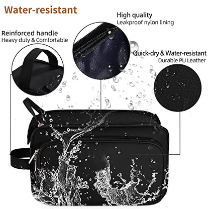 Buruis Extra Large Toiletry Bag for Men, PU Leather Travel Dopp Kit, Black - color: Black