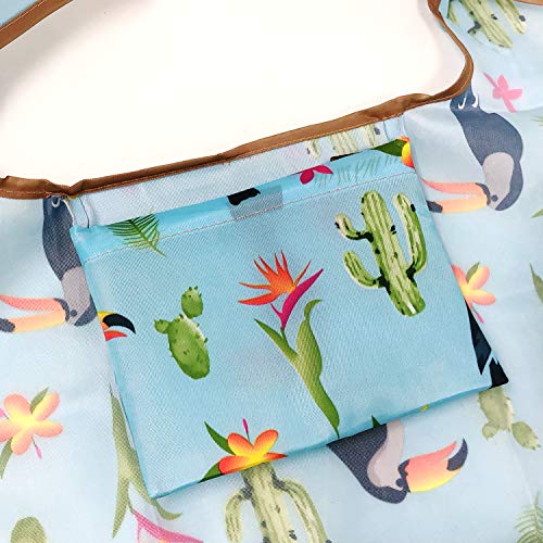 allydrew Large Foldable Tote Nylon Reusable Grocery Bags, Toucan & Cacti - color: Toucan & Cacti