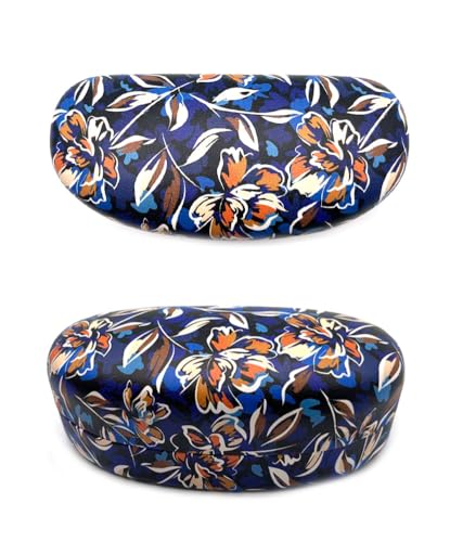 JAVOedge Style Eyeglass & Sunglasses Case - Extra Large Hard Shell Protective Case with Cleaning Cloth - color: Autumn Blossom