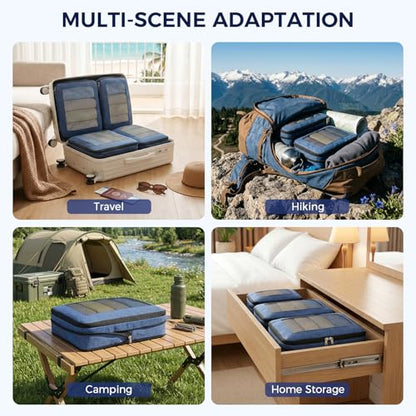 BAGAIL Compression Packing Cubes for Travel Essentials, 8 Set-Navy - color: Navy, size: 8 Set