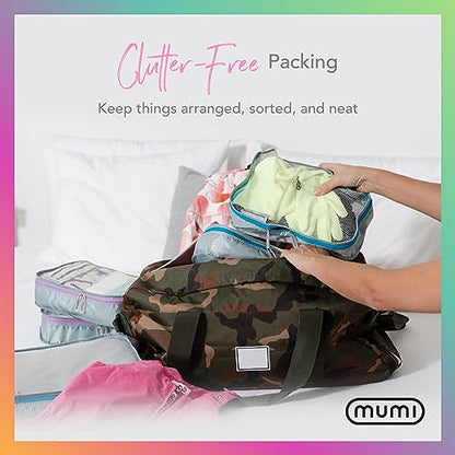 MUMI Packing Cubes Set of 5 - Mesh-Top Luggage Organizers, Blue - color: Blue