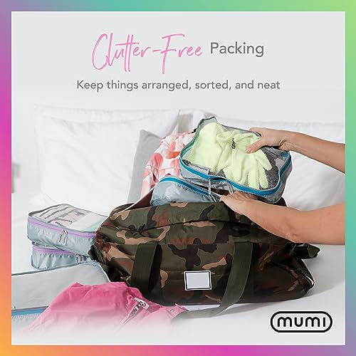 MUMI Packing Cubes Set of 5 - Mesh-Top Luggage Organizers, Gray - color: Grey