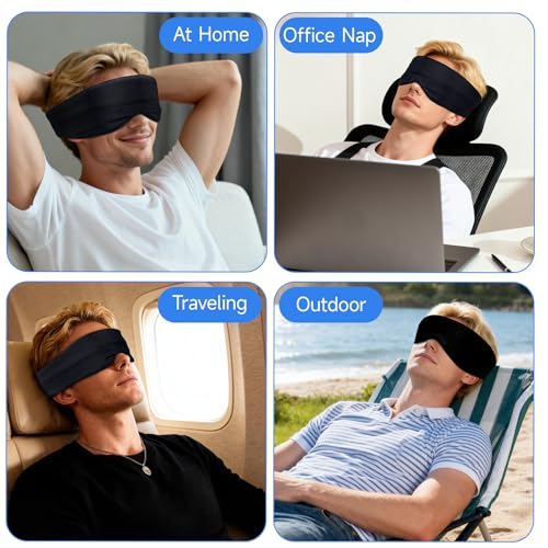 Cotton Sleep Eye Mask for Men and Women, 100% Blocking Light Sleeping Mask - color: Black