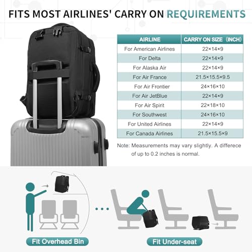 35L Expandable 2 in 1 Travel Backpack for 16 Inch Laptop Black - color: Black